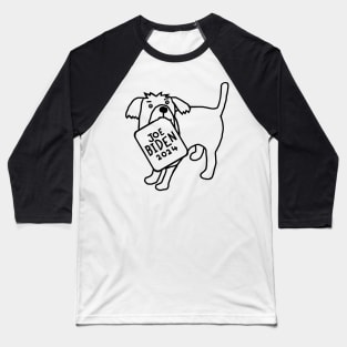 Dog with Joe Biden 2024 Sign Line Drawing Baseball T-Shirt